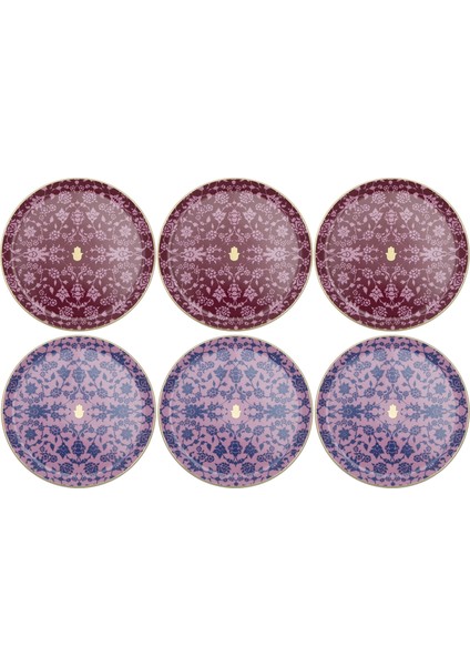 Glamorous Fuşya Pembe Servis Tabağı 24 cm 6 Parça