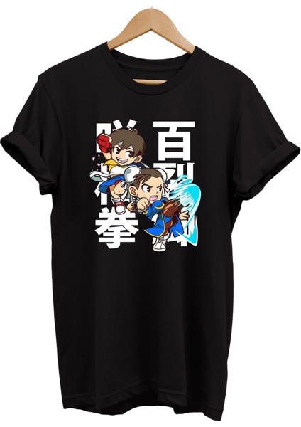 Street Fighter Chun-Li Baskılı  Pamuk Oversize T-Shirt Büyük Beden Tişört