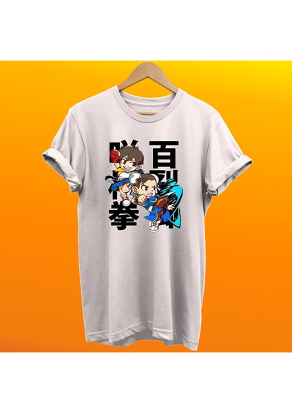 Street Fighter Chun-Li Baskılı  Pamuk Oversize T-Shirt Büyük Beden Tişört