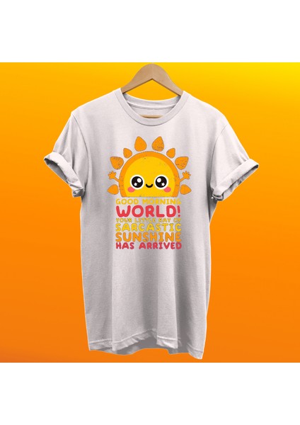 Güneş Baskılı Pamuk Oversize T-Shirt Büyük Beden Tişört