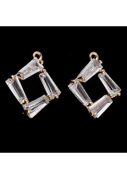 2 Adet Cam Kolye Charms Küpe Bırak Dangle Dıy Takı Bulguları 15X14X2MM (Yurt Dışından)