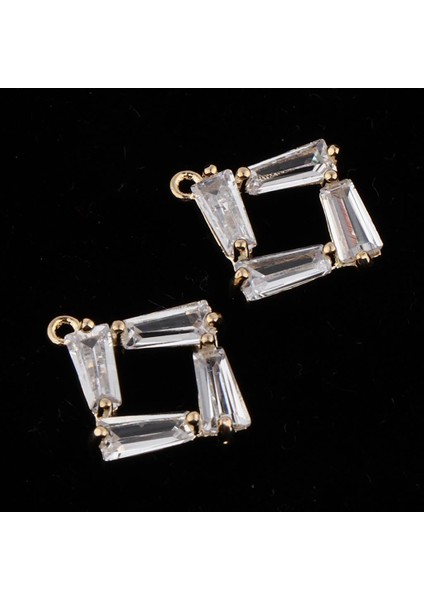 2 Adet Cam Kolye Charms Küpe Bırak Dangle Dıy Takı Bulguları 15X14X2MM (Yurt Dışından)