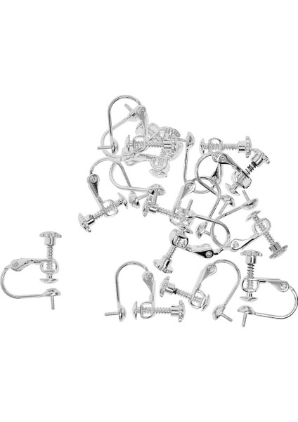 12X Ayarlanabilir Vida Küpe Inci Fişler Bulma Aracı Takı Gümüş Beyaz (Yurt Dışından)