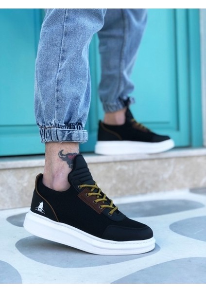XON1606 Bağcıklı Rahat Yüksek Taban Siyah Casual Erkek Spor Ayakkabı indirimleri