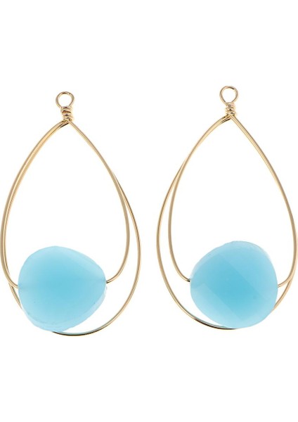 2x Çift Döngü Charms Dangle Küpe Bulgular Su Damlası Kolye Zanaat (Yurt Dışından)