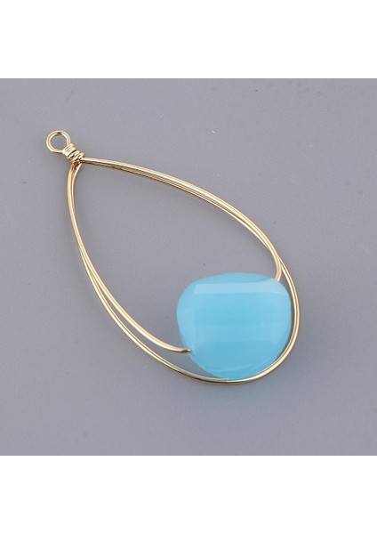 2x Çift Döngü Charms Dangle Küpe Bulgular Su Damlası Kolye Zanaat (Yurt Dışından)