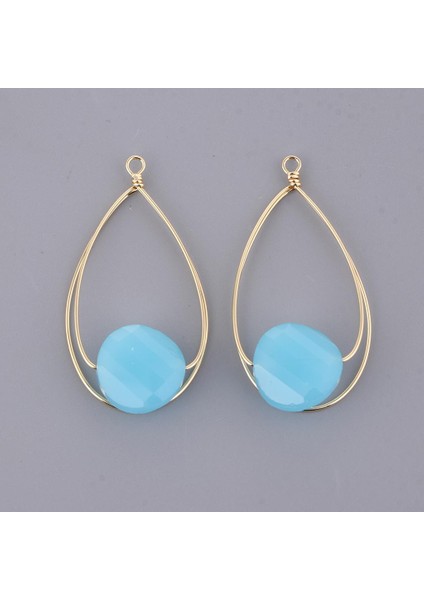 2x Çift Döngü Charms Dangle Küpe Bulgular Su Damlası Kolye Zanaat (Yurt Dışından)