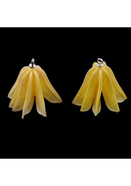 2x El Yapımı Reçine Tutkal Doğal Çiçekler Kolye Charms Küpe Açık Sarı (Yurt Dışından)