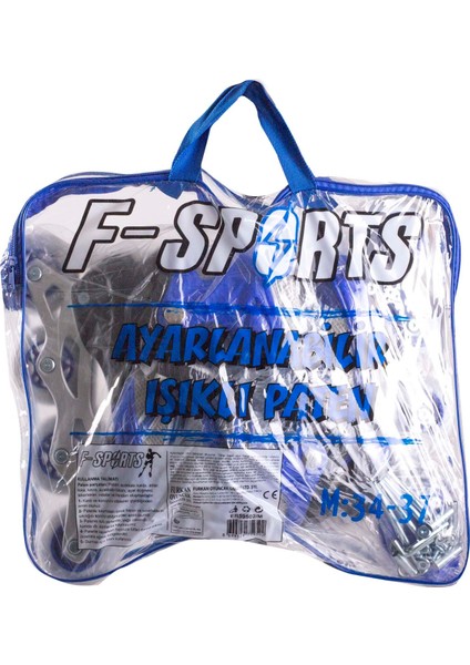 F-Sports 2+2 Ayarlanabilir Ön Tekerleği Işıklı Metal Alıştırma Pateni Çanta Hediyeli