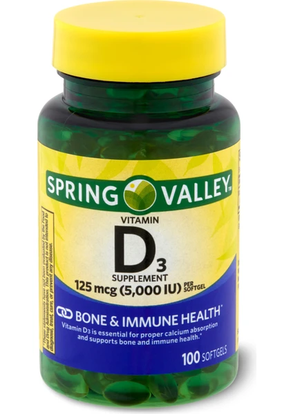 Spring Valley D3 125 Mcg 5000 Iu 250 Softgels