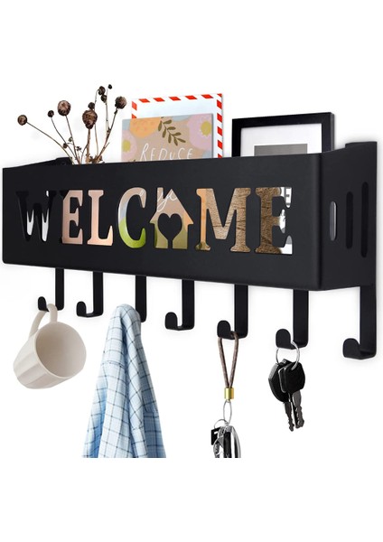 Welcome Temalı Siyah Raflı Anahtarlık