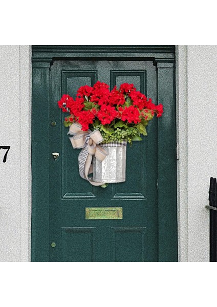 35 cm Kırmızı Seranium Kova Çelenk (Yurt Dışından) modelleri