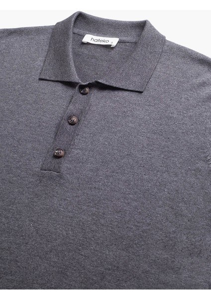 Erkek Gri Viskon Triko Polo Yaka Tişört modelleri