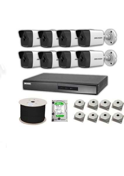 2mp Mikrofonlu 8 Kameralı 1tb Disk Tak Çalıştır Hazır Ip Kamera Seti