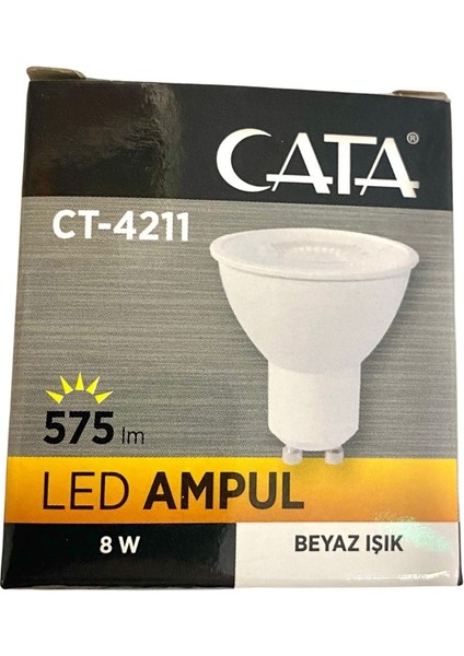 8 W Beyaz Işık GU10 Duy Spot Çanak LED Ampül (CT4211 ) 1 Adet