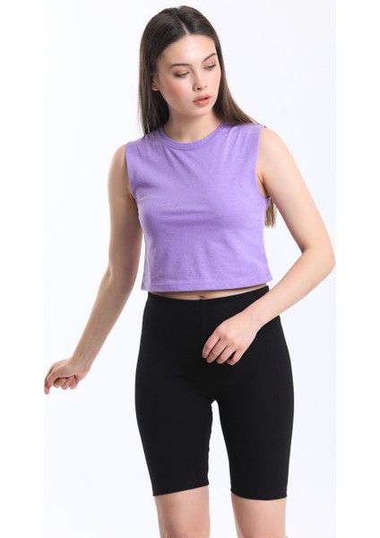 Kadın Crop Fit Basic Atlet