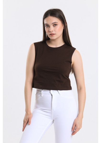 Kadın Crop Fit Basic Atlet