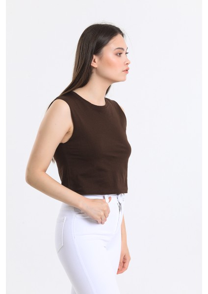 Kadın Crop Fit Basic Atlet