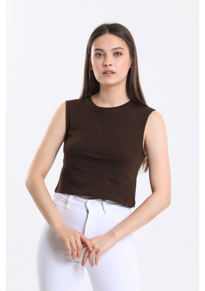 Kadın Crop Fit Basic Atlet