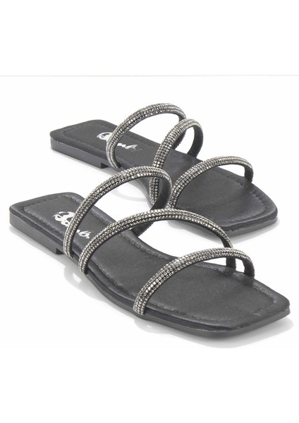 Siyah Saten Kadın Terlik K041370002