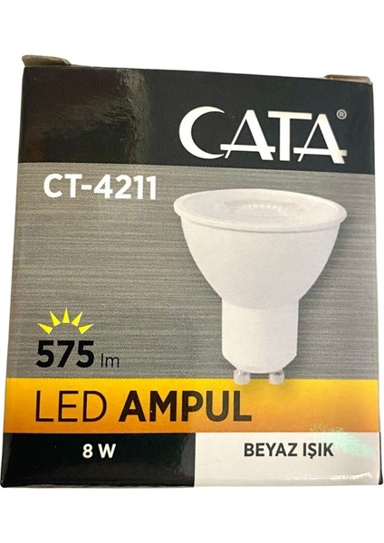 8 W Beyaz Işık  GU10 Duy Spot Çanak LED Ampül (CT4211 )  3 Adet