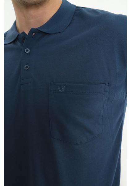 Baba Yakalı Cepli Düz Model Tek Renk Tişört T-Shirt