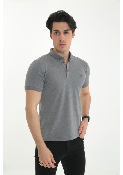 Erkek Slimfit Düz Model Polo Yaka Tişört-T-Shirt