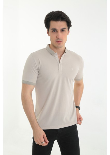 Erkek Slimfit Düz Model Polo Yaka Tişört-T-Shirt