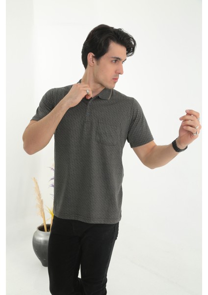 Baba Yakalı Cepli Desenli Model Klasik Kesim Tişört T-Shirt fırsatları