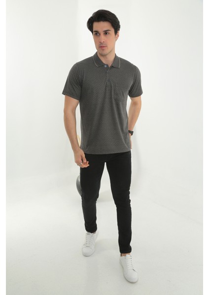 Baba Yakalı Cepli Desenli Model Klasik Kesim Tişört T-Shirt indirimleri