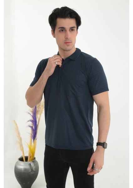 Baba Yakalı Cepli Nokta Desenli Model Klasik Kesim Tişört T-Shirt indirimleri