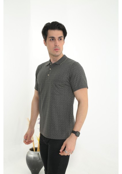 Baba Yakalı Cepli Nokta Desenli Model Klasik Kesim Tişört T-Shirt modelleri