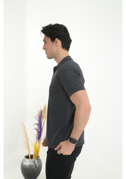 Baba Yakalı Cepli Nokta Desenli Model Klasik Kesim Tişört T-Shirt modelleri