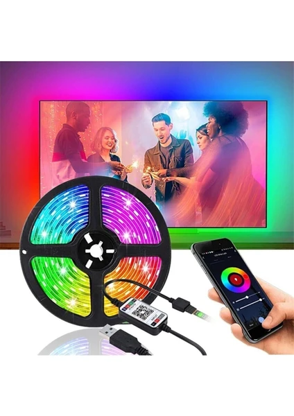 M&m Elektrik Tv Arkası Bluetooth Rgb USB Silikonlu LED Şerit Aydınlatma 16 Renk