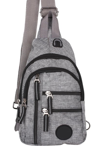 Np Çok Gözlü Kulaklıklı Unisex Body Bag Çapraz Gri Çanta modelleri
