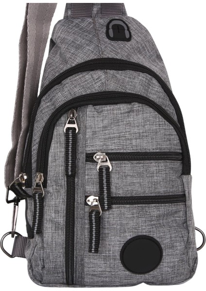 Np Çok Gözlü Kulaklıklı Unisex Body Bag Çapraz Gri Çanta fırsatları