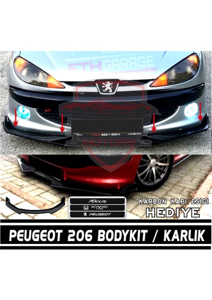 206 - 206+ Ön Tampon Eki Bodykit Karlık Lip