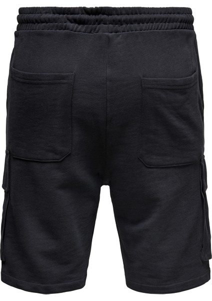 Normal Bel Düz Siyah Erkek Sweat Şort - 22019126_Onsnicky SweatShorts