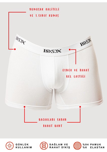 Pamuk Elastan Boxer 2'Li