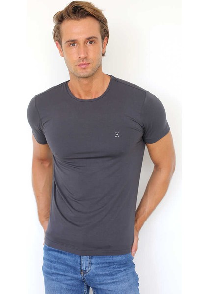 Erkek Slim Fit 0 Yaka Bambu