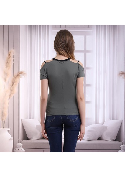 Omuzu Açık Bayan T-Shirt