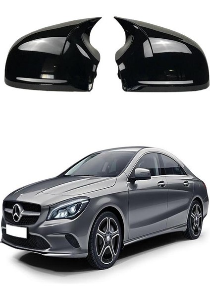 X-Large Garage Mercedes Cla Serisi W117  Araca Özel Batman Yarasa Ayna Kapağı Pianoblack