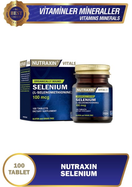 Takviye Edici Gıda Nutraxin Selenium 100 Mcg 100 Tablet
