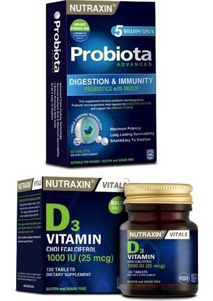 Probiota Probiyotik Desteği 60 Tablet + D3 Vitamini 120 Tablet - D3 1000 Iu