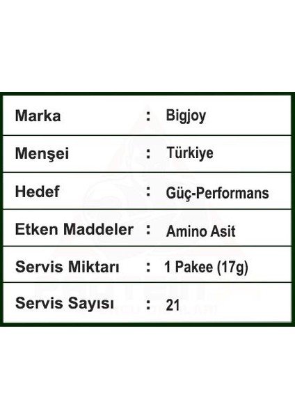 Bigjoy Predator Go Pre Workout Mix 21 Adet Amino Asit İçeren Pratik Kullanım İçin indirimleri