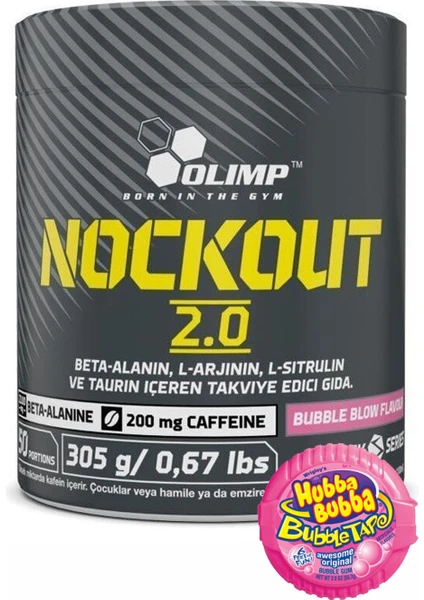 Nockout 2.0 Sakız Aromalı 305 Gr Arjinin Taurin Kafein Beta Alanin Karabiber Ekstresi