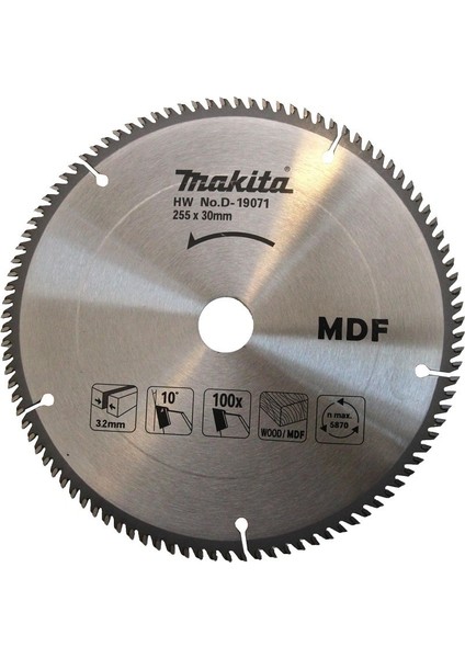 D-19071 Elmas Daire Testere Bıçağı 254MM 100 Diş Ahşap Mdf