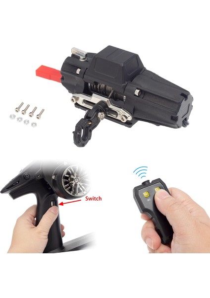 SCX10 D90 Rc Yedek Parçalar Için Ölçek Rc Motor Vinç Rc Metal Vinç Siyah (Yurt Dışından)