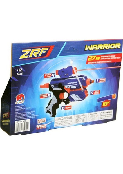 Warrior Sünger Mermi Atan Tabanca 27 Metre Atış 10 Mermili Nerf