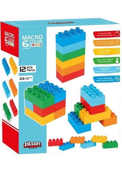 Oyuncak Makro 6 Renkli Tuğla Bloklar